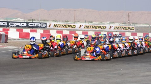 Daniel Rochford at the front of the Max Junior field in Al Ain Grand Finals